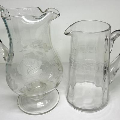 Vintage Clear Glass Water Pitchers 