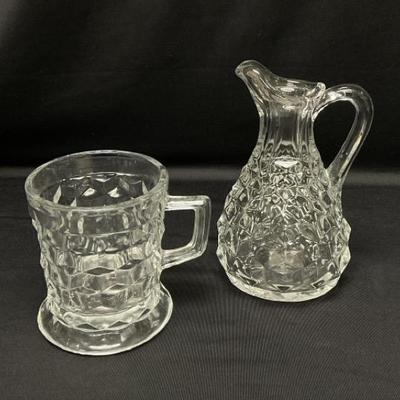 “Fostoria” Cruet and Mug