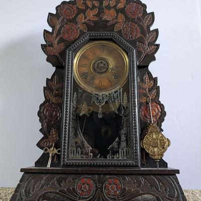 Antique Wm. L. Gilbert "Bouquet No. 49" Mantel Clock