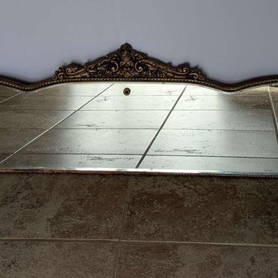 Ornate Vintage Etched Glass Mirror – 47.5" Wide