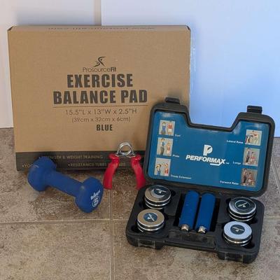 Exercise & Strength Training Bundle with Balance Pad, Weights & More