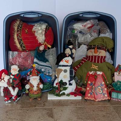 Holiday Mystery Lot – Plush Figures, Snowmen, Santas & More (2 Totes)