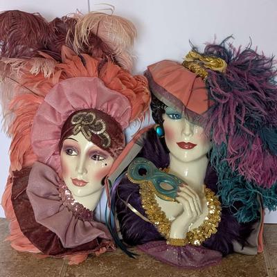 Vintage 1980s Art Deco-Style Wall Masks