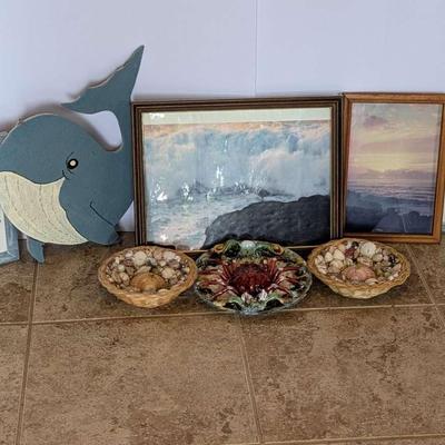 Coastal Décor Lot – Framed Ocean Prints, Whales, Shells & More