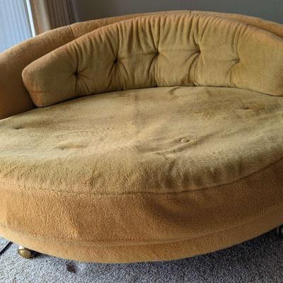 Vintage Mid-Century Modern Round Lounge Chair on Casters – 47" Wide