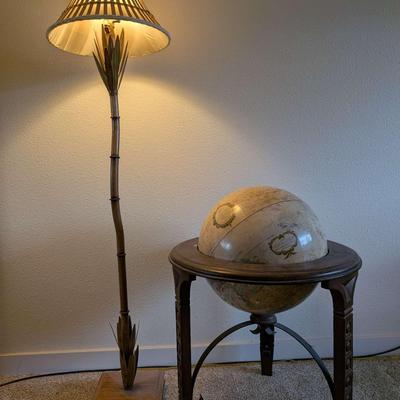 Bamboo-Style Floor Lamp & Classic Globe on Stand