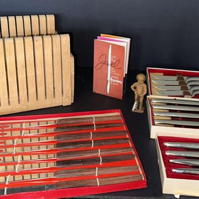 Mixed Vintage Knife Sets with Unique Accessories