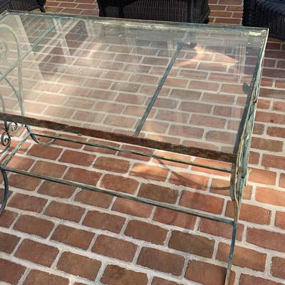 Glass Topped Metal Patio Table