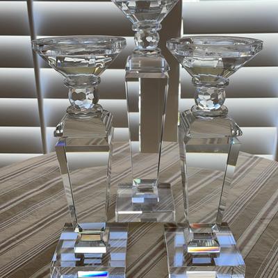 Trio of Crystal Candle Holders
