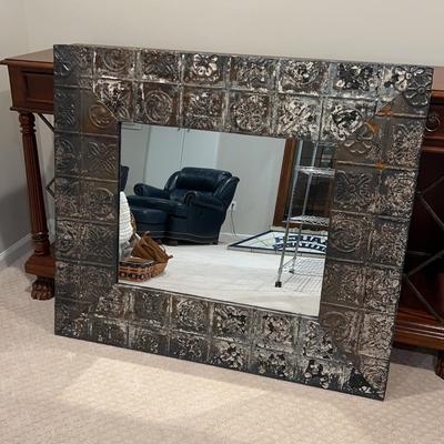 Large Decorative Metal Wrapped Mirror