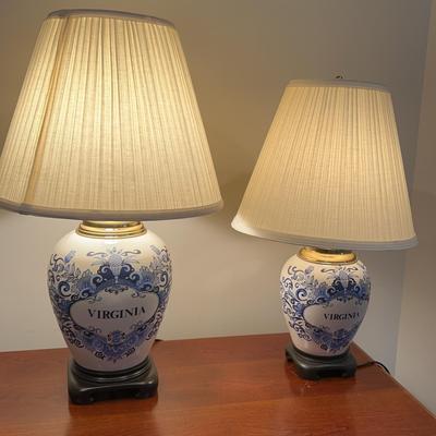 Pair Of Delft “Virginia” Lamps