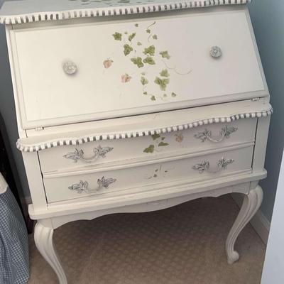 Hand Painted White Secretary