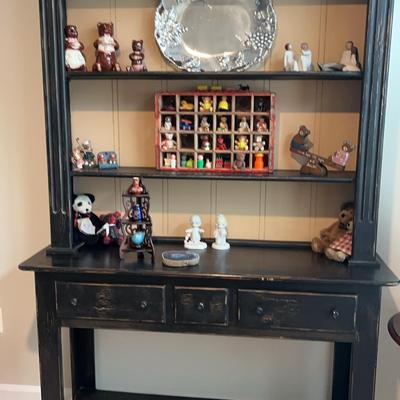Dark Wood, Three Drawer Hutch/Sideboard