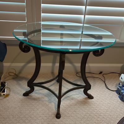 Metal And Glass Top Accent Table