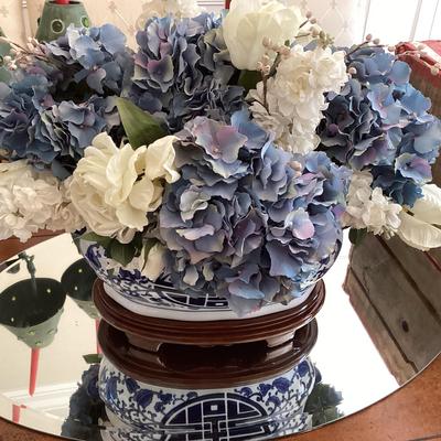 Decorative Blue & White Floral Centerpiece
