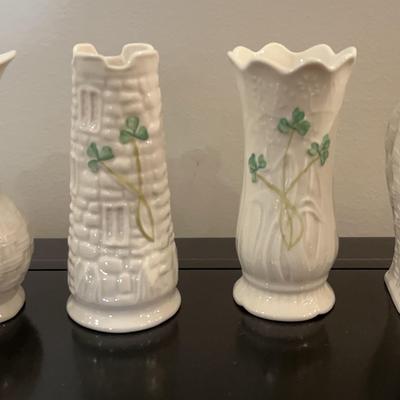 Assortment of Irish Belleek Porcelain Vases