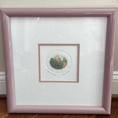 Lavender-Framed Stephen Whittle “Road to the Cottage” Watercolor