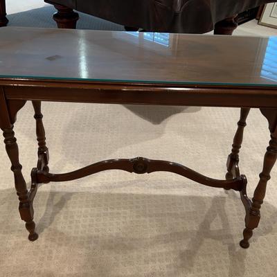 Lovely Wooden Sofa Table With Protective Glass Top