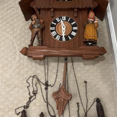 Vintage German Figural Wooden Cuckoo Clock