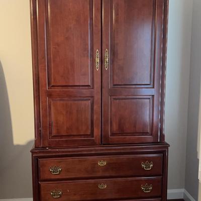 Lovely Tall Dark Wood Armoire 