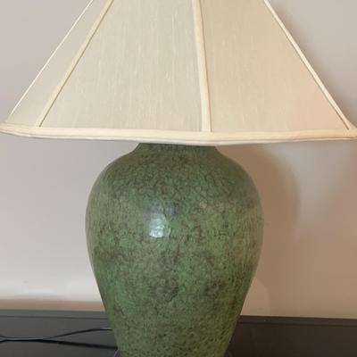 Green Hammered Metal Table Lamp