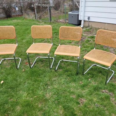 Vintage Chrome/Rush chairs...possibly Designer Marcel Breuer.  Click to see more details:...
