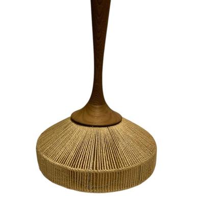 Danish MCM teak and jute Fog and Morup pendant light, excellent condition.
