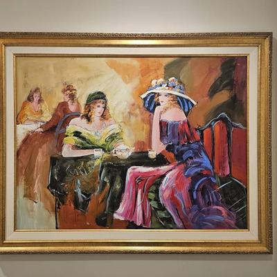 Elegant Ladies at Tea - Oil on Canvas Painting by W. Adam