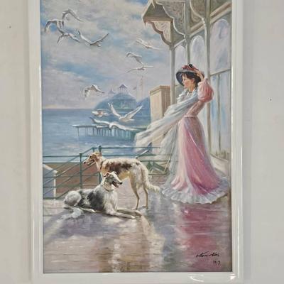 Victorian Seaside Elegance Oil Painting – Signed “Anton Lira” (2007)