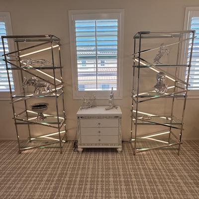 2 Glass Displays With Geometric Designs