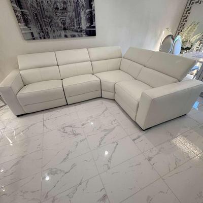Contemporary Leather Sectional White Sofa