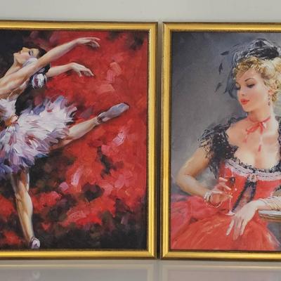 Elegant Framed Art Prints – Ballerina in Motion & Lady in Red