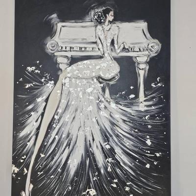 "Elegant Muse at the Piano" by Diane Holmes (2019) – Original Mixed Media Artwork