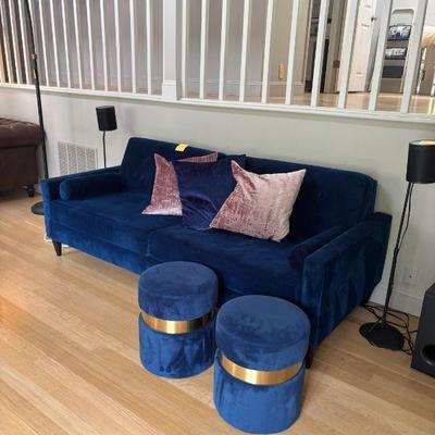 Blue Sofa Ottomans