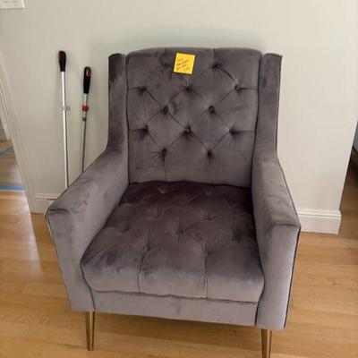 Grey Velvet Accent Chair
