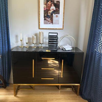 Console Table Hay & Needle Gold and glass