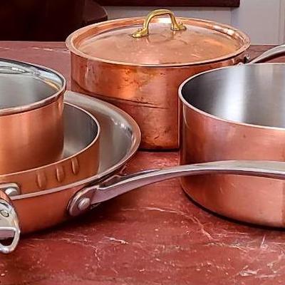 Lot of Copper Cookingware - Mixed Brands Including All-Clad