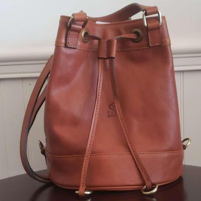 Time Resistance Brown Leather Handbag With Brass Hardware
