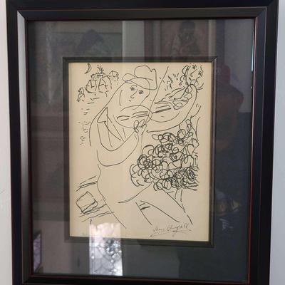 The Violinist By Marc Chagall Lithograph 26/250 