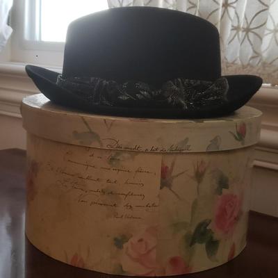 Black Felt Fedora With Gold And Black Band