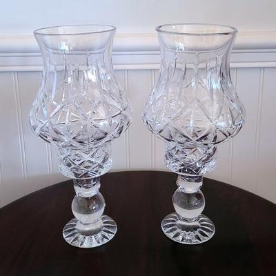 Fancy, Footed Crystal Hurricane Pair By Block