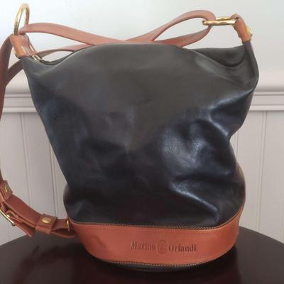Marino Orlandi Black Leather Shoulder Handbag 