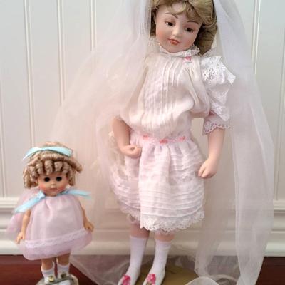 Blushing Bride and Tiny Flower Girl - Collectible Dolls