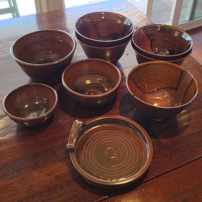 Earth Tone Warm Glazed Nesting And Dip Bowls