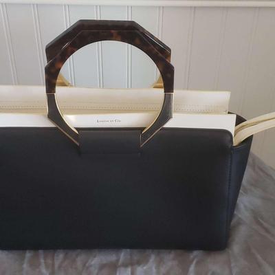 Louise Et Cie Black Leather Handbag Wifh White Trim