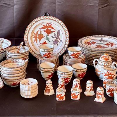 Lot 215: Chinese Porcelain Koi Serving Set Made In Hong Kong