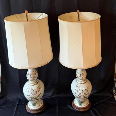 Lot 404: Asian Handpainted Porcelain Extra Tall Table Lamp