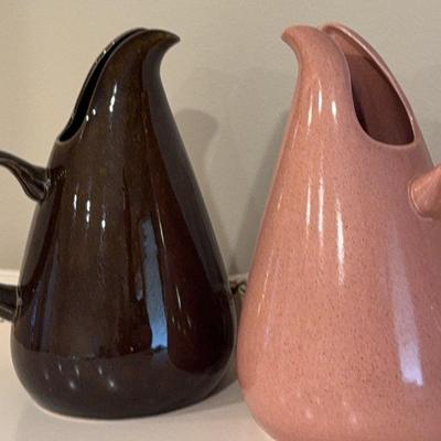 Russel Wright Black Chutney & Coral Water Pitchers 