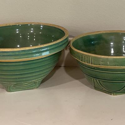 Antique Nelson McCoy Green Serving Bowls #1