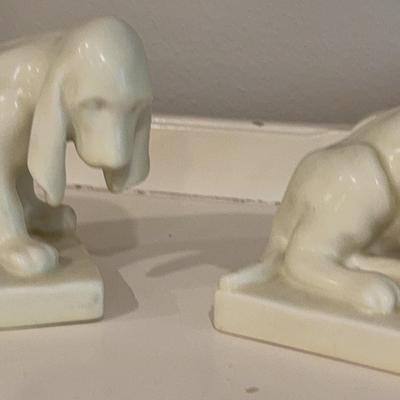 1943 Rookwood Pottery Basset Hound Pups Book Ends